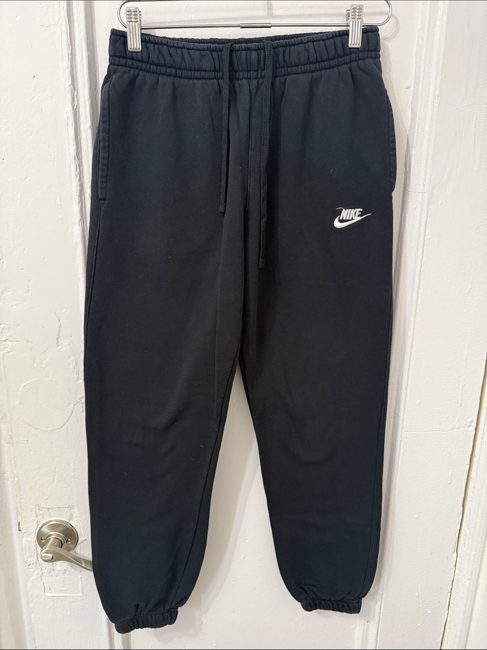 Nike Kids Black Jogger Sweatpants with White Swoosh